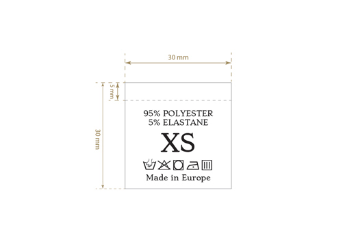Etiqueta de composición con tamaño Modelo TC-M189