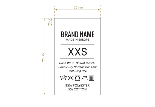Etiqueta de composición con tamaño Modelo TC-M192