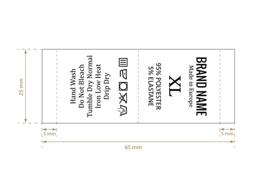 Etiqueta de composición con tamaño Modelo TC-M26